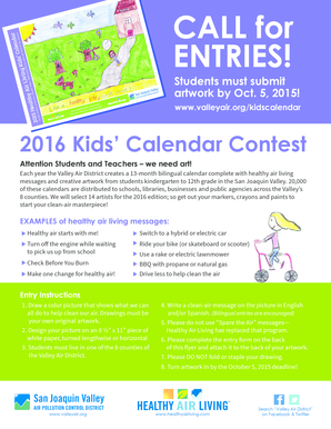 2016 HAL Calendar Contest Flyer and Entry Form - valleyair