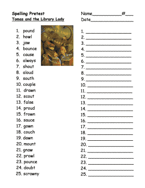 Spelling Pretest Form