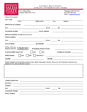 Alumni Relations Update Information Form