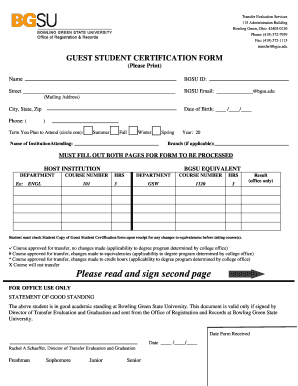Guest Student Certification Form