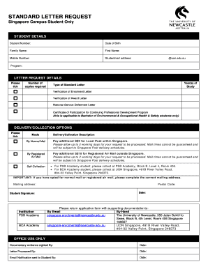 Standard Letter Request Form