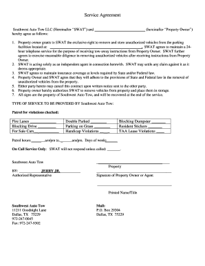Service Agreement for Vehicle Towing