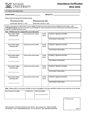 Attendance Verification Form