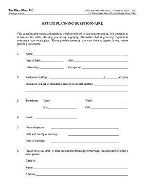 Estate Planning Questionnaire