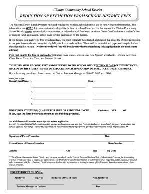 Reduction or Exemption from School District Fees