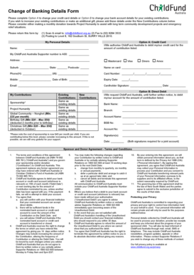 Change of Banking Details Form