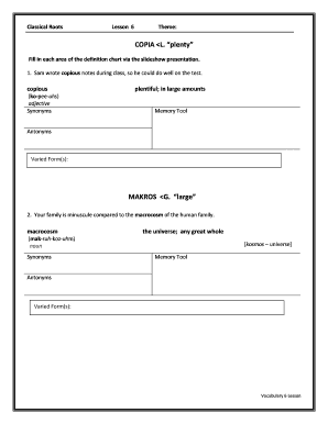 Vocabulary Lesson 6 Worksheet