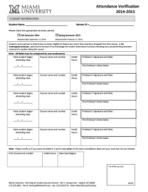 Attendance Verification Form