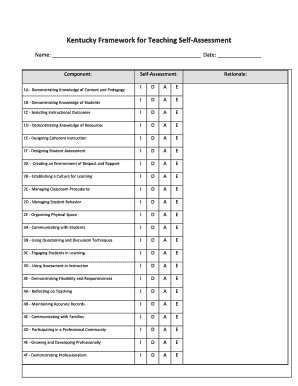 Kentucky Framework for Teaching Self-Assessment
