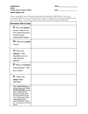 Primary Source Analysis SOAPS Form