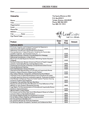 Order Form for Educational Resources