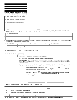 Maine UCC Information Request Form