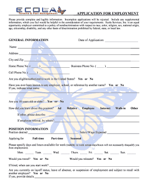 Application for Employment