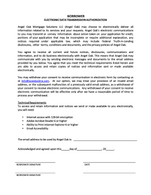 Borrower Electronic Data Transmission Authorization
