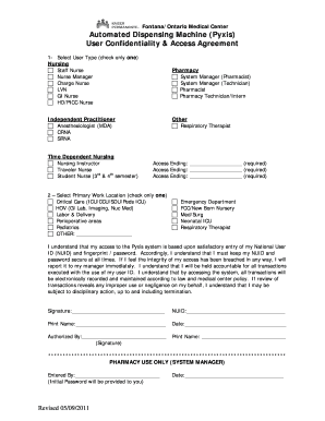 Pyxis System User Confidentiality Agreement