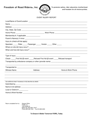 Event Injury Report Form