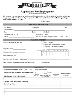 Application For Employment