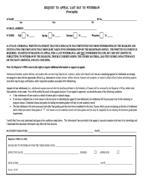 Request to Appeal Last Day to Withdraw