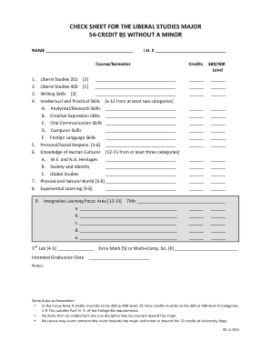 Liberal Studies Major Check Sheet