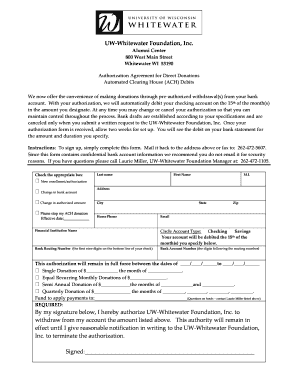Authorization Agreement for Direct Donations