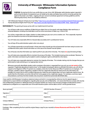 University of Wisconsin-Whitewater Compliance Form
