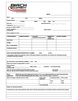 Employment Application Form