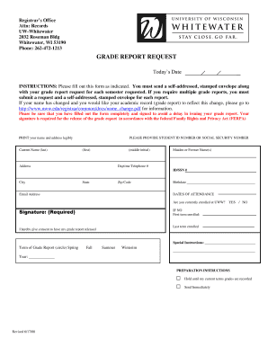 UW-Whitewater Grade Report Request Form
