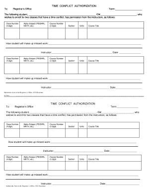Time Conflict Authorization Form
