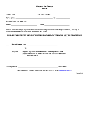 Request for Change Form