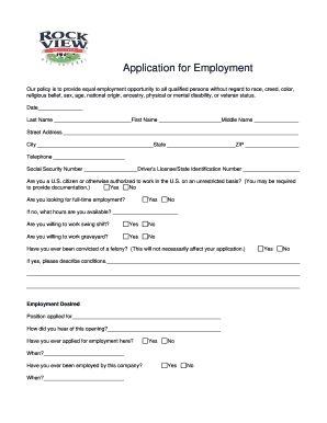 US Employment Application Form