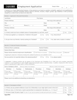 Z Gallerie Employment Application