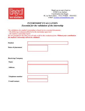 Internship Evaluation Form