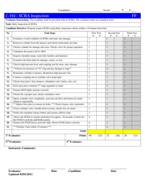 SCBA Daily Inspection Evaluation Form