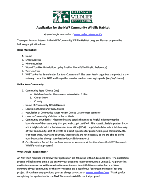 NWF Community Wildlife Habitat Application