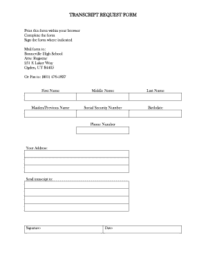 Da form 3955 example - TRANSCRIPT REQUEST FORM - Bonneville High School - bonneville wsd