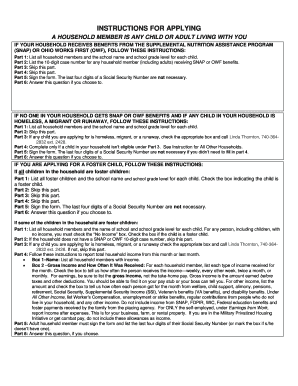 Free and Reduced Price School Meals Application