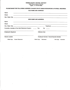 Weber County School District Address Change Form