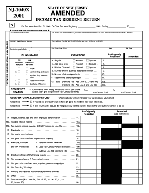 New Jersey Amended Income Tax Resident Return