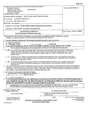 California Deposition Subpoena for Business Records