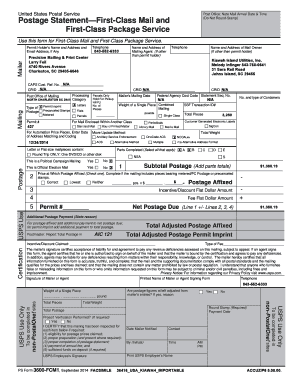 USPS Postage Statement Form 3600-FCM1