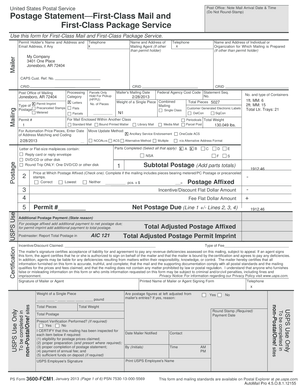 USPS First-Class Mail Postage Statement