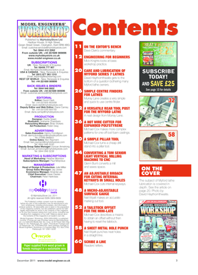 Model Engineers' Workshop Subscription Form