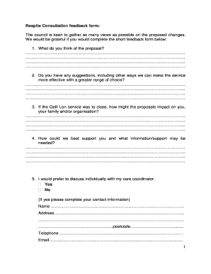 Respite Consultation Feedback Form