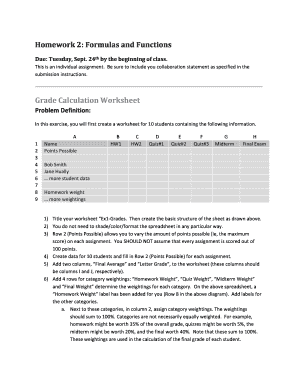 Grade Calculation Worksheet