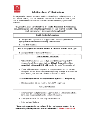 Substitute Form W-9 Instructions