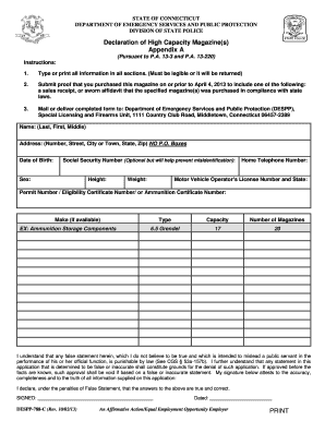Connecticut High Capacity Magazine Declaration
