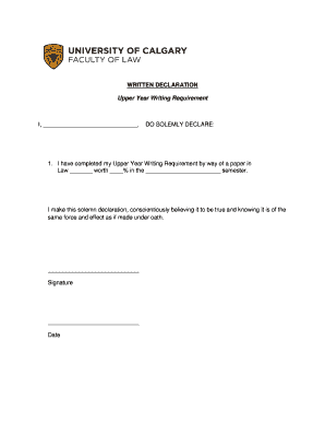 WRITTEN DECLARATION Upper Year Writing Requirement