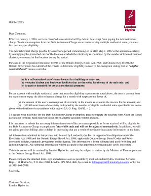 Debt Retirement Charge Exemption Declaration Form