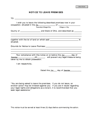 Notice to Leave Premises