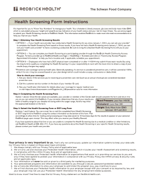Fillable Online Health Screening Form Instructions - Schwan Food ...